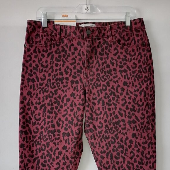 Social Standard by Sanctuary Wine Sketchy Cheetah Ankle Skinny Jeans Size 12 - Picture 2 of 9